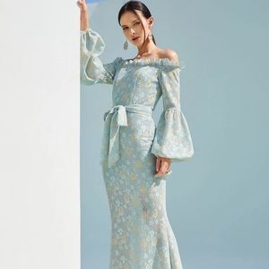 Long off the shoulder lace gown